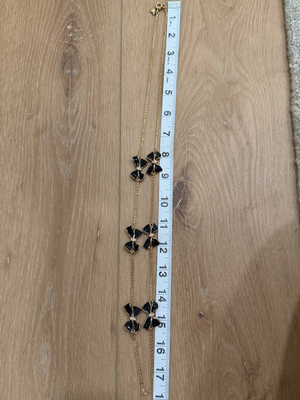 J.Crew Black Bow & Rhinestone Gold Chain Necklace - Picture 4 of 5